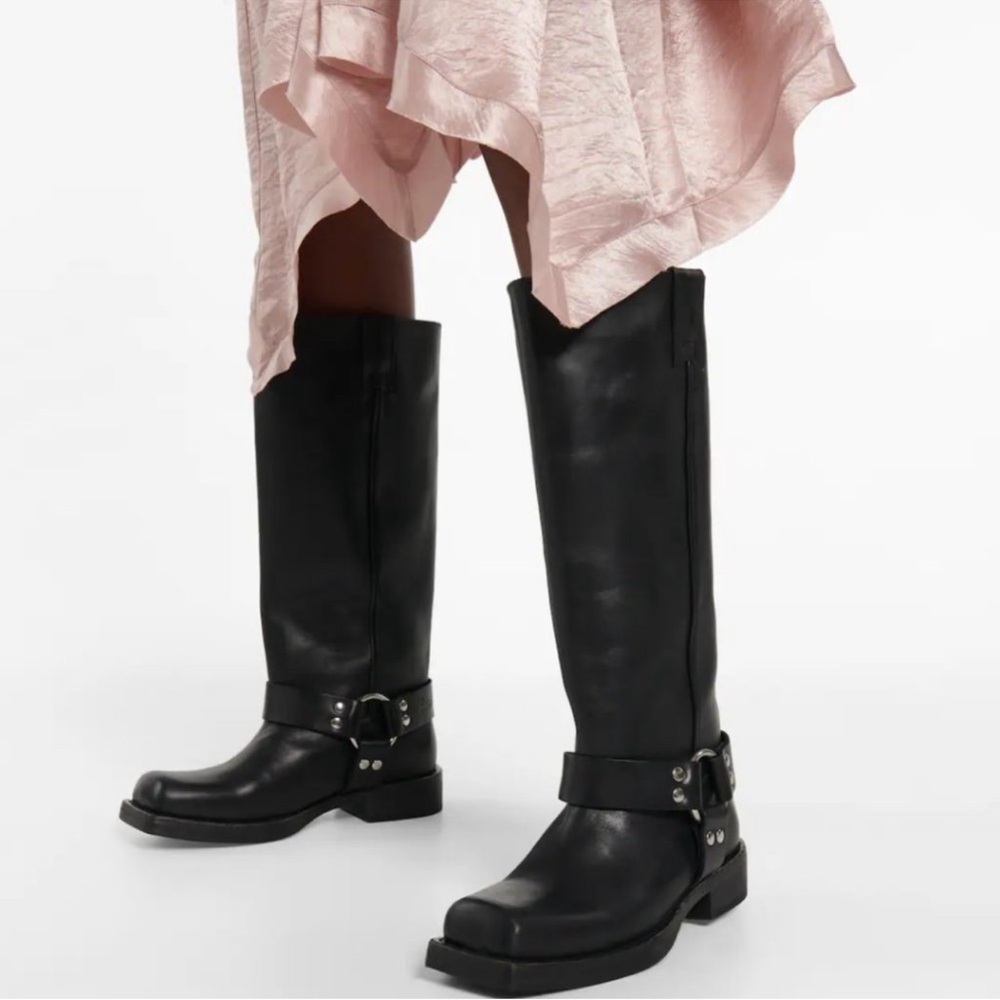 Acne Studios - Leather Calf High Buckle Biker Boots - Size 7
